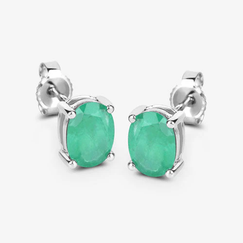1.44 Carat Genuine Zambian Emerald 10K White Gold Earrings - Image 7