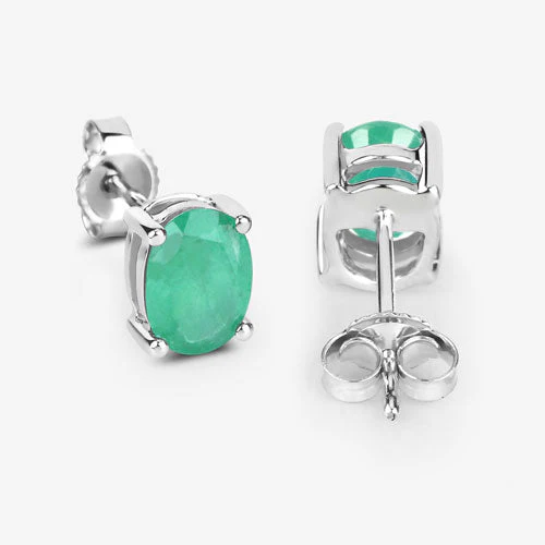 1.44 Carat Genuine Zambian Emerald 10K White Gold Earrings - Image 9