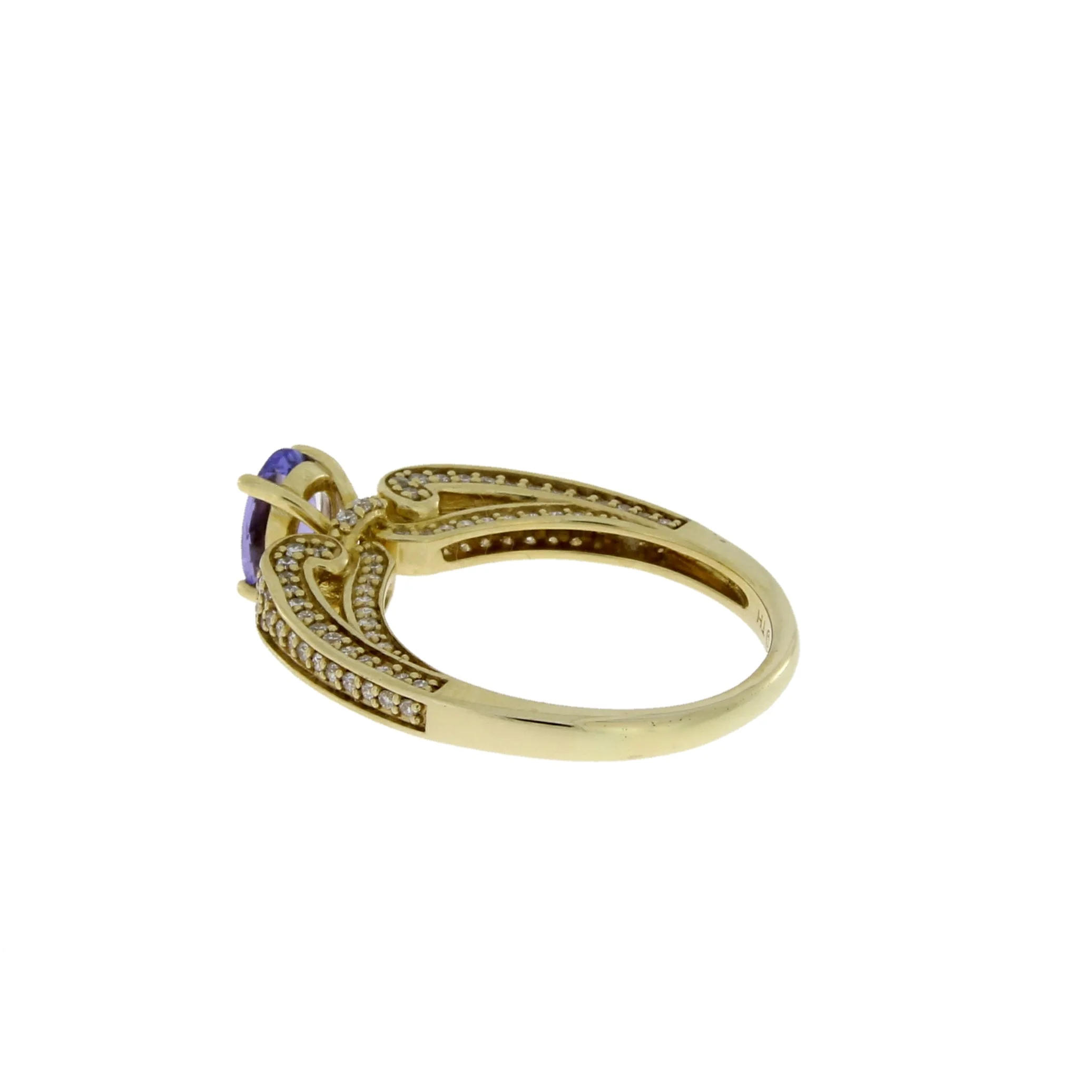 1.45ct Tanzanite Diamond Eng Only 14KT Yellow Gold - Image 2