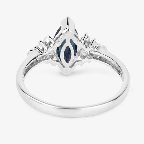 1.47 Carat Genuine Blue Sapphire and White Diamond 14K White Gold Ring - Image 7