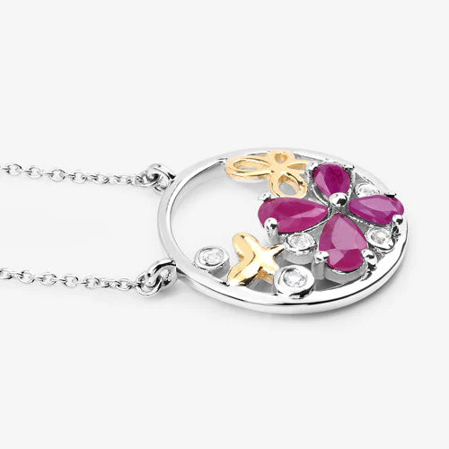 1.47 Carat Genuine Ruby and White Topaz .925 Sterling Silver Pendant - Image 10