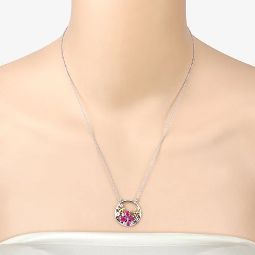 1.47 Carat Genuine Ruby and White Topaz .925 Sterling Silver Pendant - Image 12