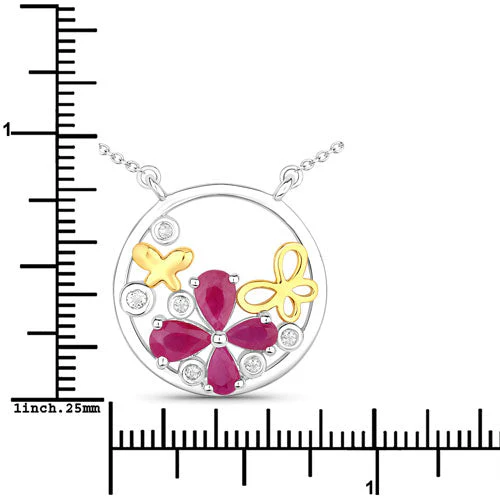 1.47 Carat Genuine Ruby and White Topaz .925 Sterling Silver Pendant - Image 7