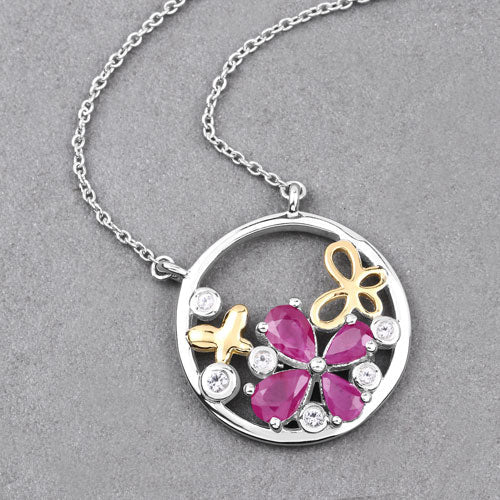 1.47 Carat Genuine Ruby and White Topaz .925 Sterling Silver Pendant - Image 8