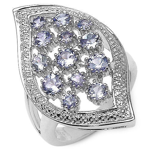 1.47 Carat Genuine Tanzanite .925 Sterling Silver Ring - Image 2