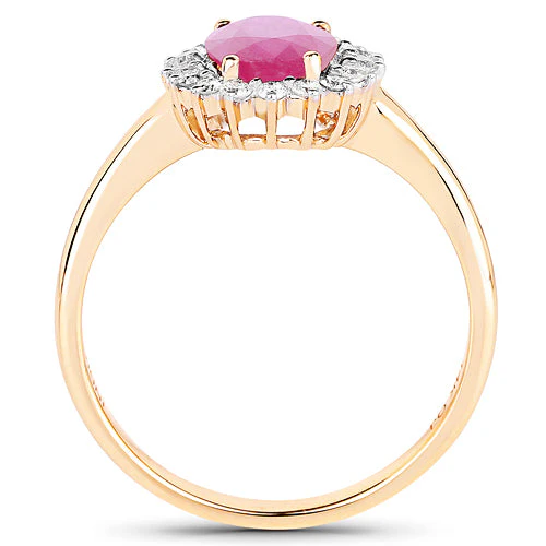 1.48 Carat Genuine Ruby and White Diamond 14K Yellow Gold Ring - Image 5