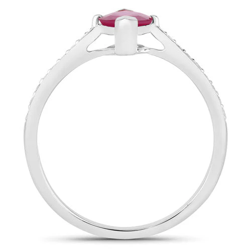 1.51 Carat Genuine Ruby and White Diamond 14K White Gold Ring - Image 2