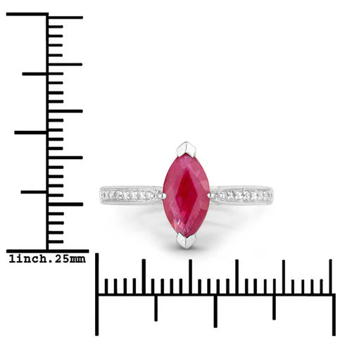 1.51 Carat Genuine Ruby and White Diamond 14K White Gold Ring - Image 3