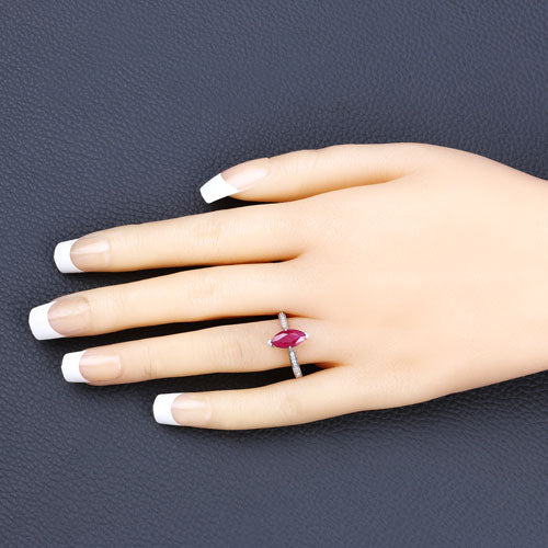 1.51 Carat Genuine Ruby and White Diamond 14K White Gold Ring - Image 5