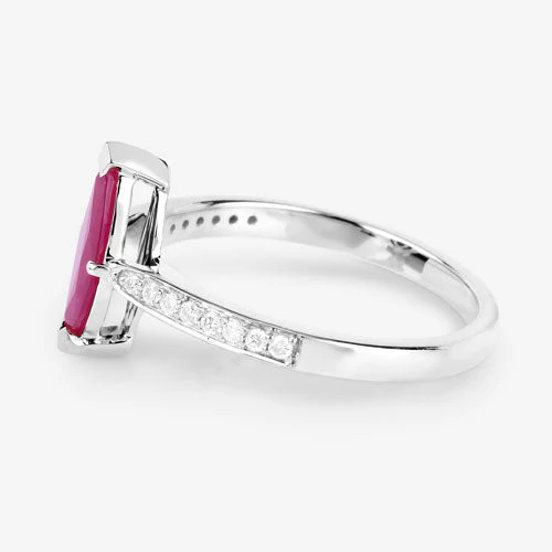 1.51 Carat Genuine Ruby and White Diamond 14K White Gold Ring - Image 6