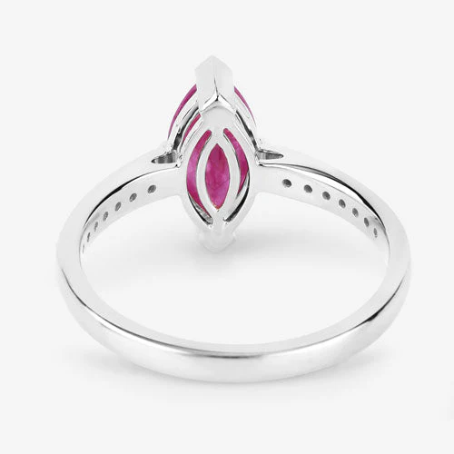 1.51 Carat Genuine Ruby and White Diamond 14K White Gold Ring - Image 7