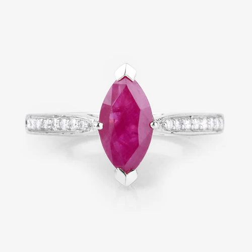 1.51 Carat Genuine Ruby and White Diamond 14K White Gold Ring - Image 8