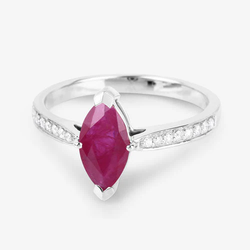 1.51 Carat Genuine Ruby and White Diamond 14K White Gold Ring - Image 9