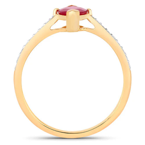 1.51 Carat Genuine Ruby and White Diamond 14K Yellow Gold Ring - Image 2