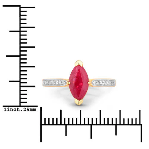 1.51 Carat Genuine Ruby and White Diamond 14K Yellow Gold Ring - Image 3