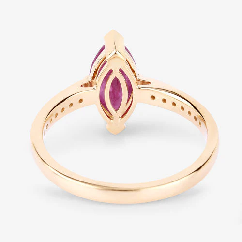 1.51 Carat Genuine Ruby and White Diamond 14K Yellow Gold Ring - Image 7