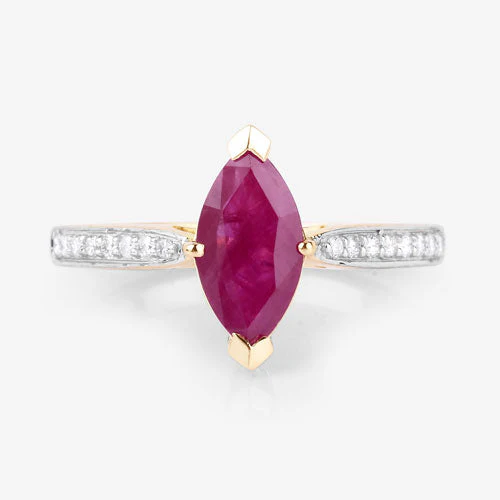 1.51 Carat Genuine Ruby and White Diamond 14K Yellow Gold Ring - Image 8
