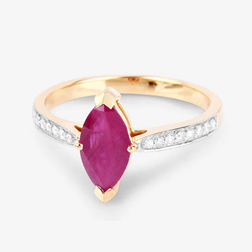 1.51 Carat Genuine Ruby and White Diamond 14K Yellow Gold Ring - Image 9