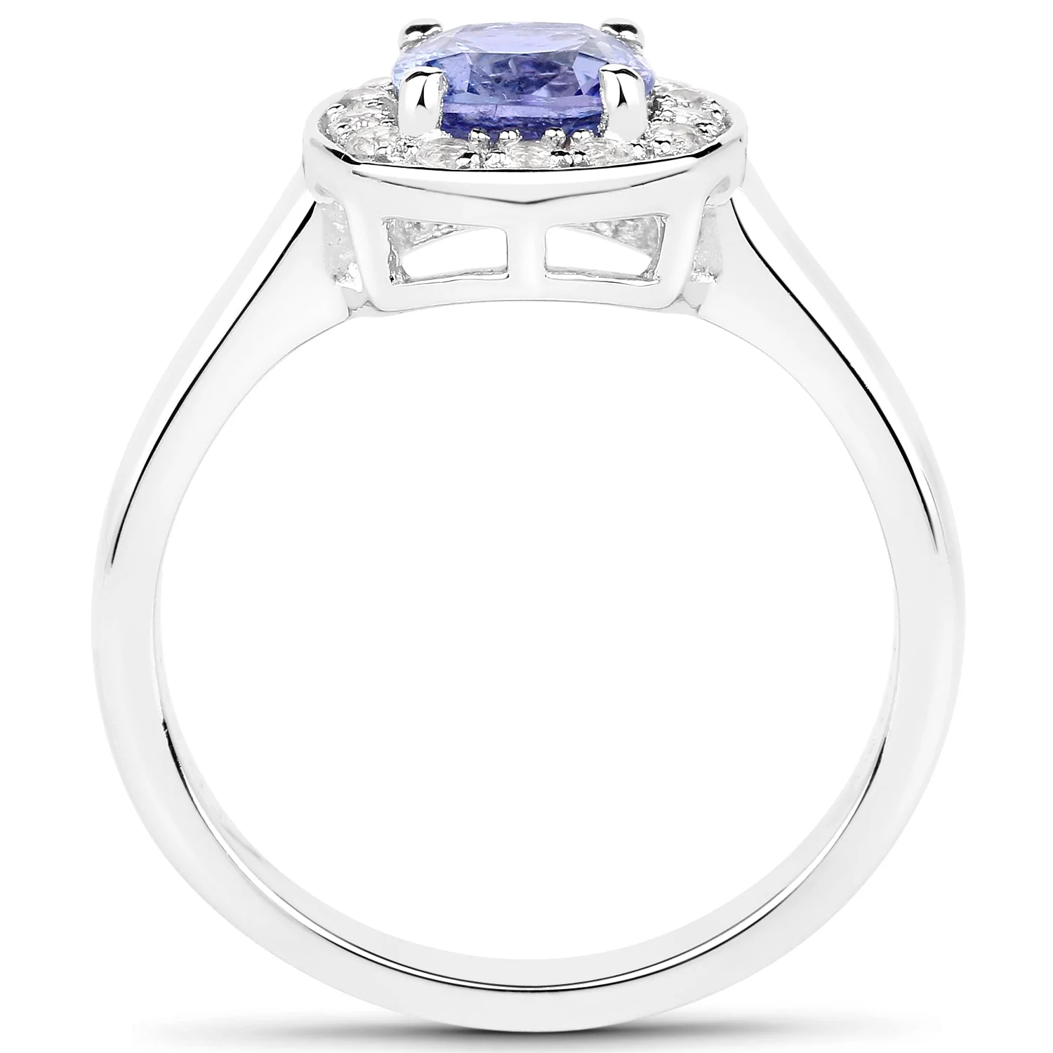 1.51 Carat Genuine Tanzanite and White Topaz .925 Sterling Silver ring - Image 2