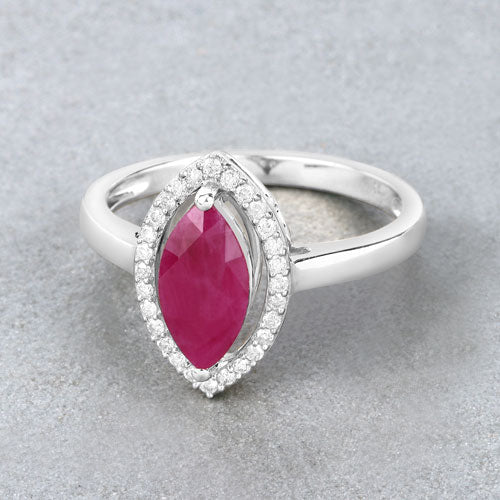 1.52 Carat Genuine Ruby and White Diamond 10K White Gold Ring - Image 4