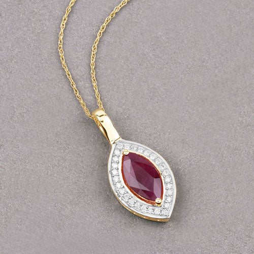 1.52 Carat Genuine Ruby and White Diamond 10K Yellow Gold Pendant - Image 4