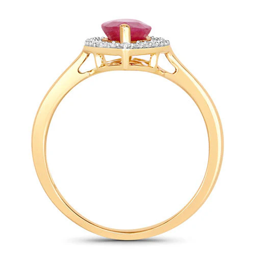 1.52 Carat Genuine Ruby and White Diamond 10K Yellow Gold Ring - Image 2