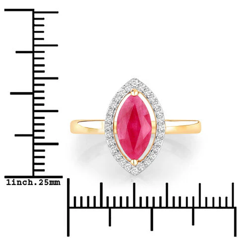 1.52 Carat Genuine Ruby and White Diamond 10K Yellow Gold Ring - Image 3