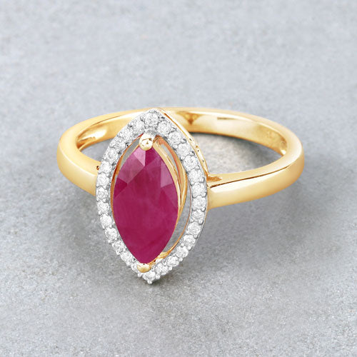 1.52 Carat Genuine Ruby and White Diamond 10K Yellow Gold Ring - Image 4