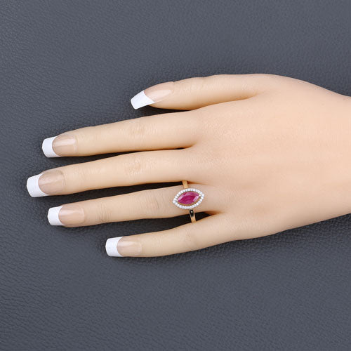 1.52 Carat Genuine Ruby and White Diamond 10K Yellow Gold Ring - Image 5