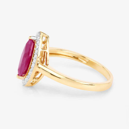 1.52 Carat Genuine Ruby and White Diamond 10K Yellow Gold Ring - Image 6