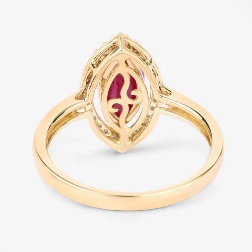 1.52 Carat Genuine Ruby and White Diamond 10K Yellow Gold Ring - Image 7