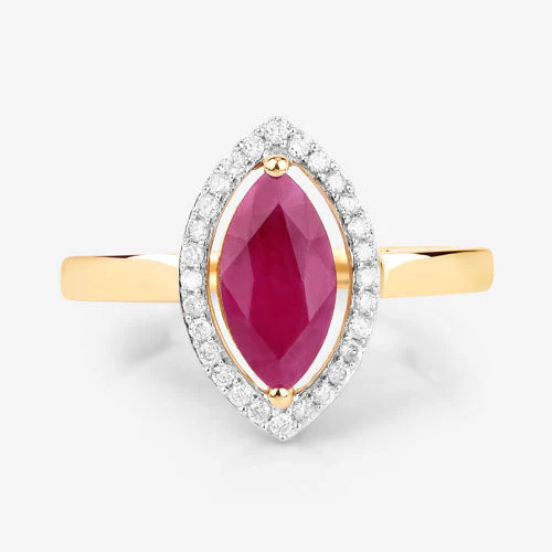 1.52 Carat Genuine Ruby and White Diamond 10K Yellow Gold Ring - Image 8