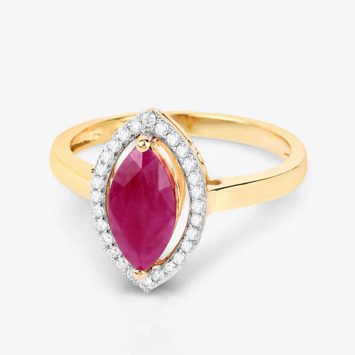 1.52 Carat Genuine Ruby and White Diamond 10K Yellow Gold Ring - Image 9