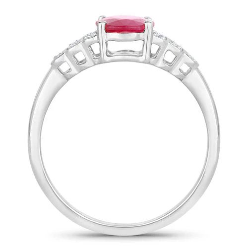 1.52 Carat Genuine Ruby and White Diamond 14K White Gold Ring - Image 2