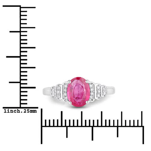1.52 Carat Genuine Ruby and White Diamond 14K White Gold Ring - Image 3
