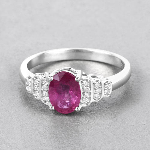1.52 Carat Genuine Ruby and White Diamond 14K White Gold Ring - Image 4