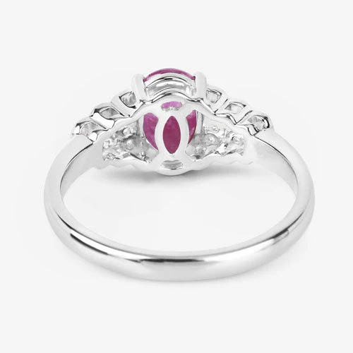 1.52 Carat Genuine Ruby and White Diamond 14K White Gold Ring - Image 7