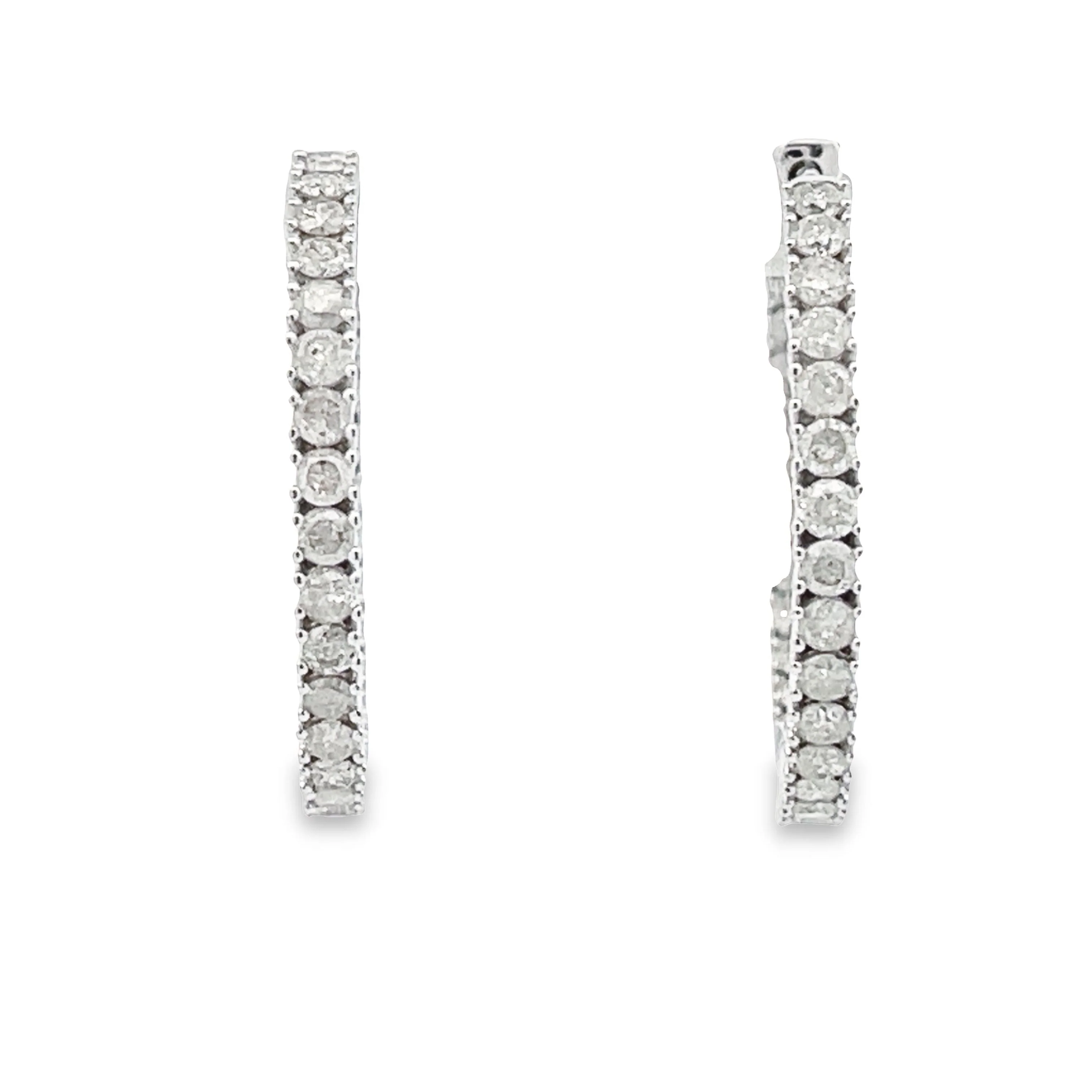 1.53ct Diamond Hoop Earrings 10KT White Gold - Image 3