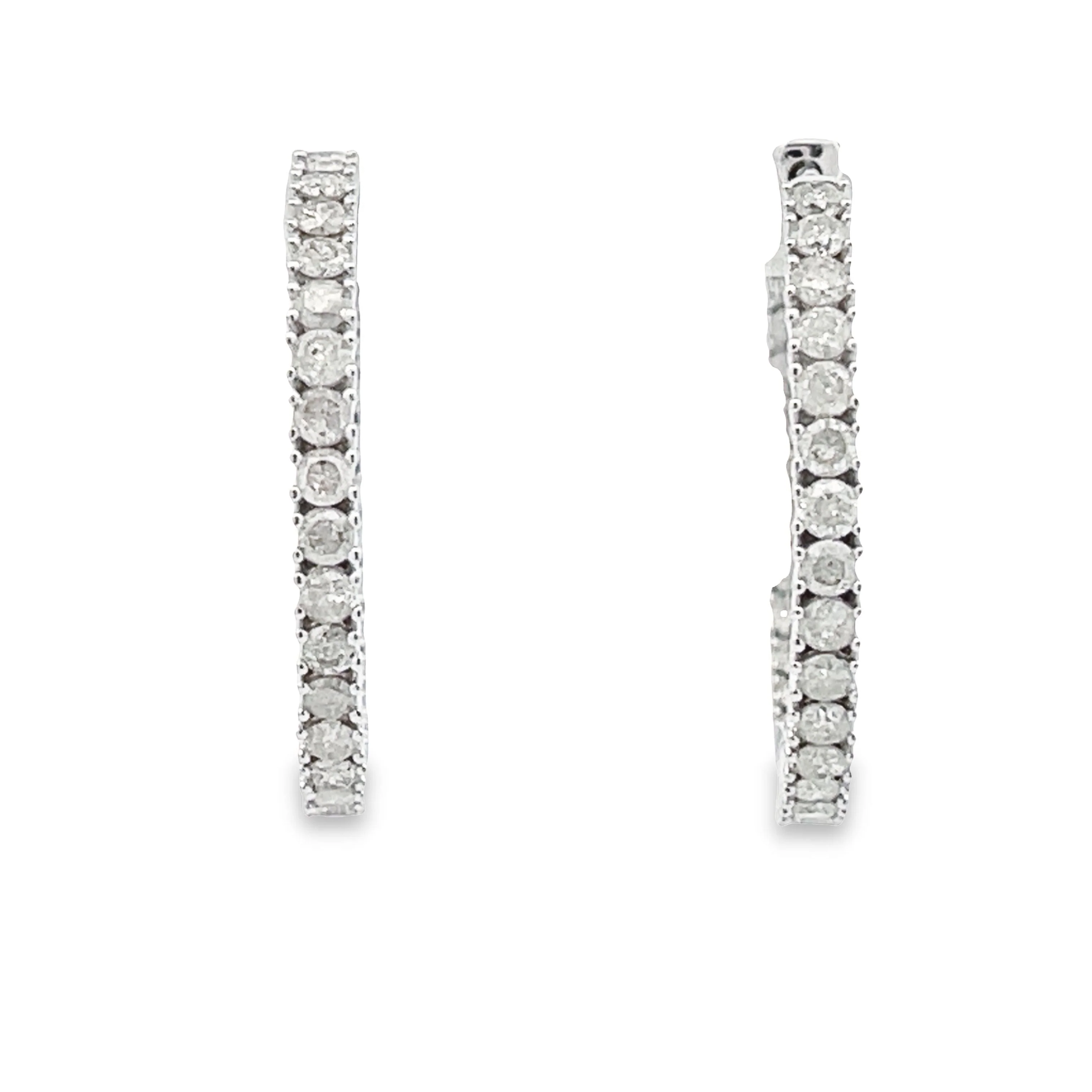 1.53ct Diamond Hoop Earrings 10KT White Gold - Image 4