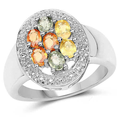 1.54 Carat Genuine Multi Sapphire .925 Sterling Silver Ring - Image 5