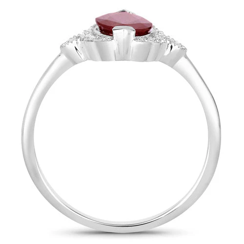 1.54 Carat Genuine Ruby and White Diamond 14K White Gold Ring - Image 2