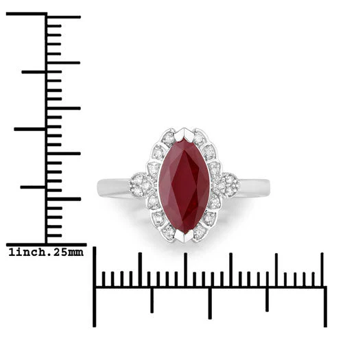 1.54 Carat Genuine Ruby and White Diamond 14K White Gold Ring - Image 3