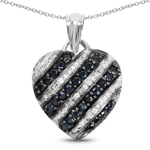 1.55 Carat Genuine Blue Sapphire and White Topaz .925 Sterling Silver Pendant - Image 4