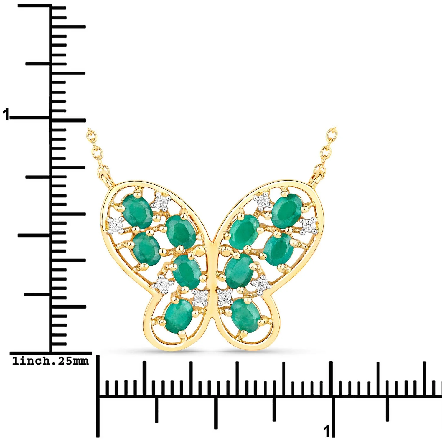 1.56 Carat Genuine Emerald and White Zircon .925 Sterling Silver Necklace - Image 3