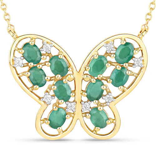 1.56 Carat Genuine Emerald and White Zircon .925 Sterling Silver Necklace - Image 5