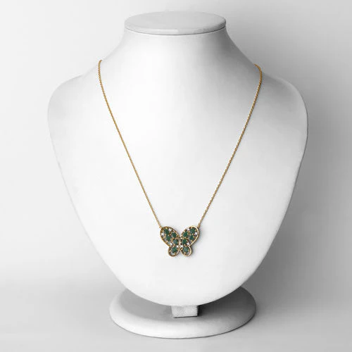 1.56 Carat Genuine Emerald and White Zircon .925 Sterling Silver Necklace - Image 6