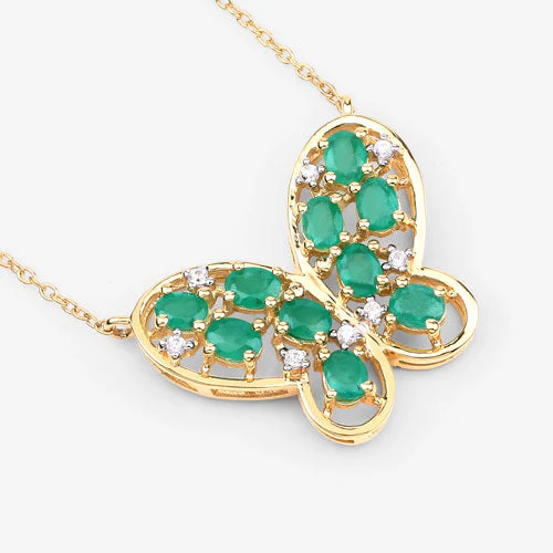 1.56 Carat Genuine Emerald and White Zircon .925 Sterling Silver Necklace - Image 8