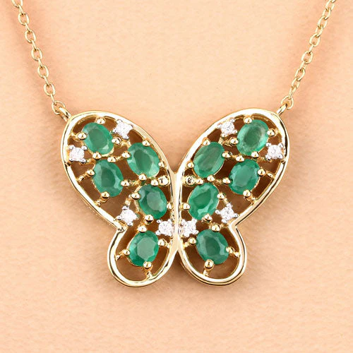 1.56 Carat Genuine Emerald and White Zircon .925 Sterling Silver Necklace - Image 9