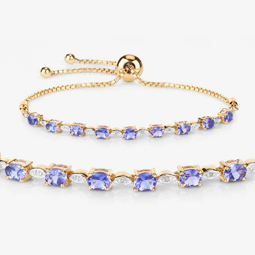 1.56 Carat Genuine Tanzanite and White Diamond .925 Sterling Silver Bracelet - Image 10