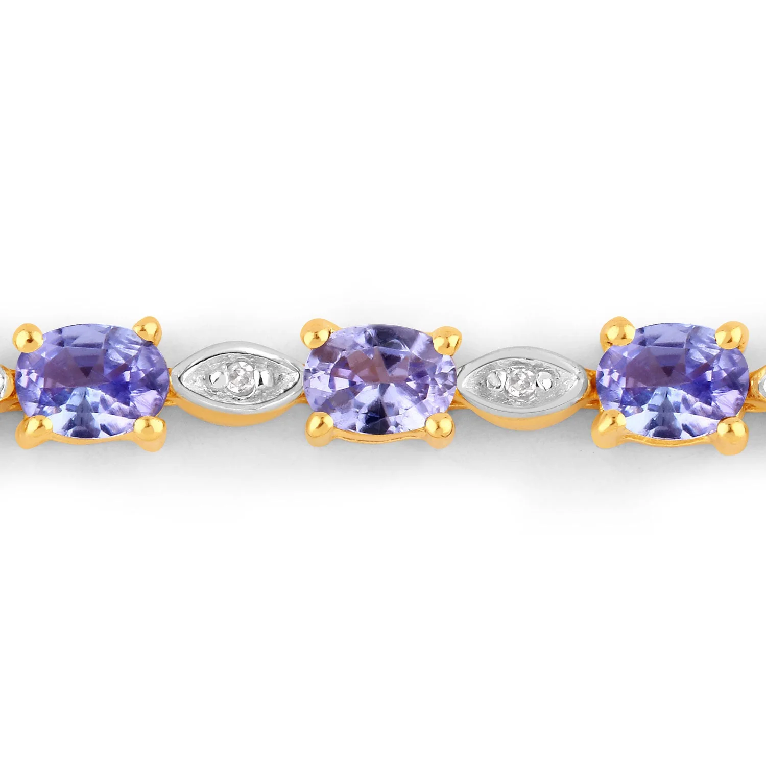 1.56 Carat Genuine Tanzanite and White Diamond .925 Sterling Silver Bracelet - Image 2